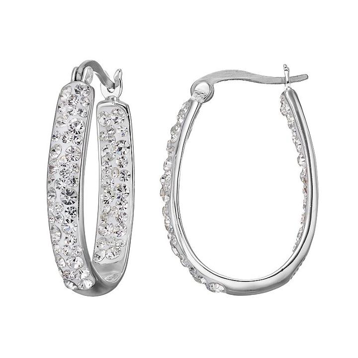 Confetti Clear Crystal Inside Out U-hoop Earrings, Women's, White
