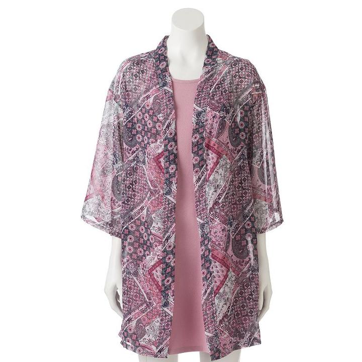 Juniors' Wallflower High Neck Dress & Kimono Set, Girl's, Size: Medium, Med Purple