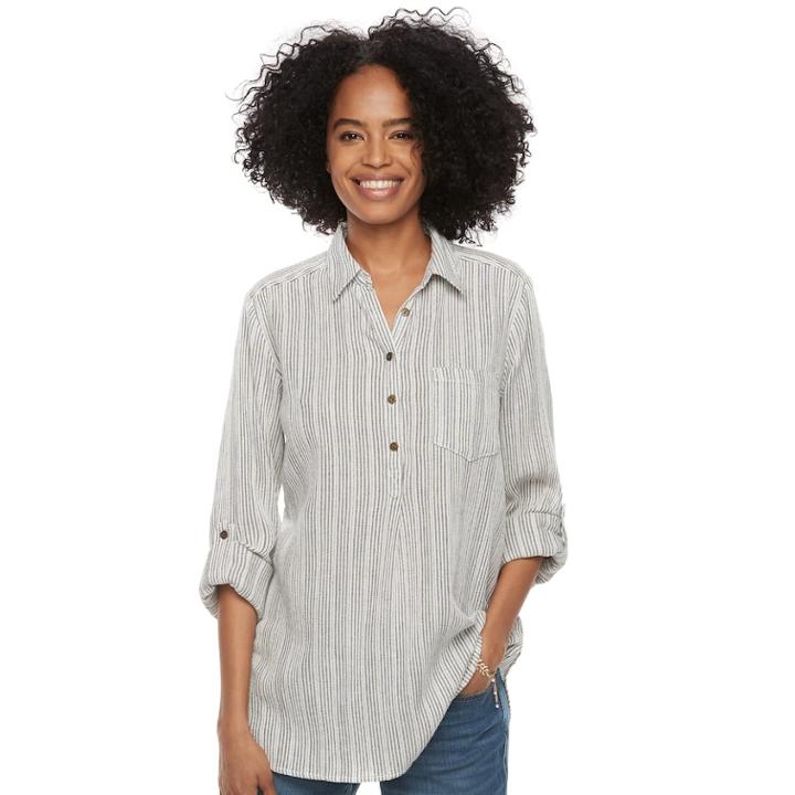 Women's Sonoma Goods For Life&trade; Button Printed Shirt, Size: Small, Black