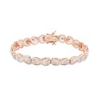 18k Rose Gold Over Silver Heart Bracelet, Women's, Size: 7.25, White