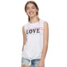 Juniors' Grayson Threads Love Striped Tie-front Tank, Teens, Size: Large, White