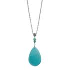 Long Simulated Turquoise Teardrop Necklace, Women's, Turq/aqua