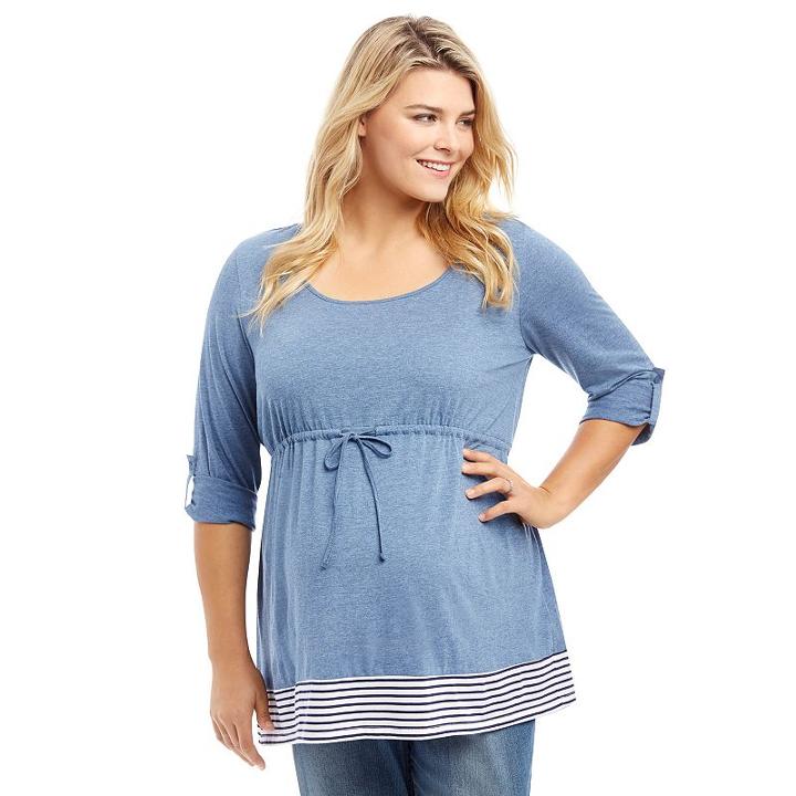 Plus Size Maternity Oh Baby By Motherhood&trade; Contrast Hem Tunic, Women's, Size: 1xl, Light Blue