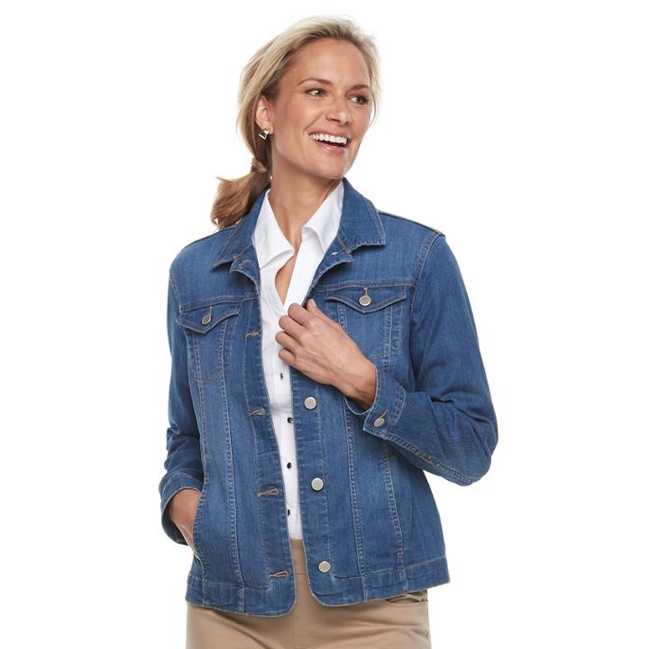 Petite Croft & Barrow&reg; Jacket, Women's, Size: L Petite, Med Blue