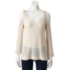 Women's Lc Lauren Conrad Cold Shoulder V-neck Sweater, Size: Xl, Natural