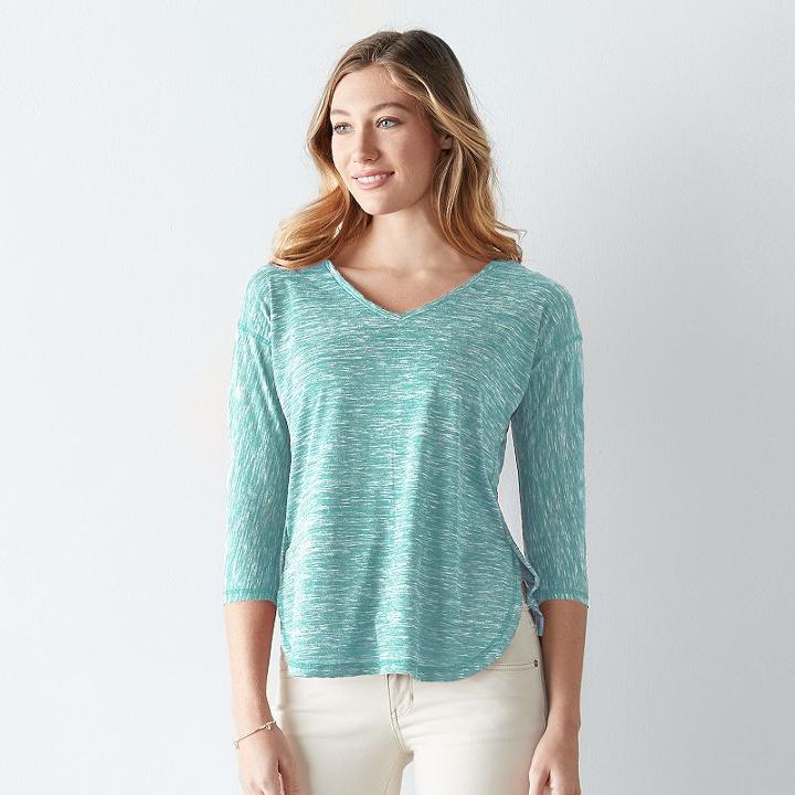 Women's Sonoma Goods For Life&trade; Relaxed V-neck Tee, Size: Large, Med Blue