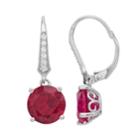 Sterling Silver Lab-created Ruby Leverback Earrings, Women's, Red