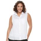 Juniors' Plus Size So&reg; Pleated Sleeveless Shirt, Girl's, Size: 1xl, White