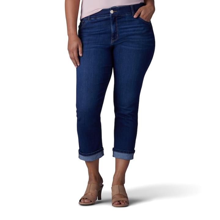 Plus Size Lee Total Freedom Kilee Capri Jeans, Women's, Size: 22 - Regular, Dark Blue