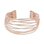 Textured Crisscross Wire Multi Row Cuff Bracelet, Women's, Pink