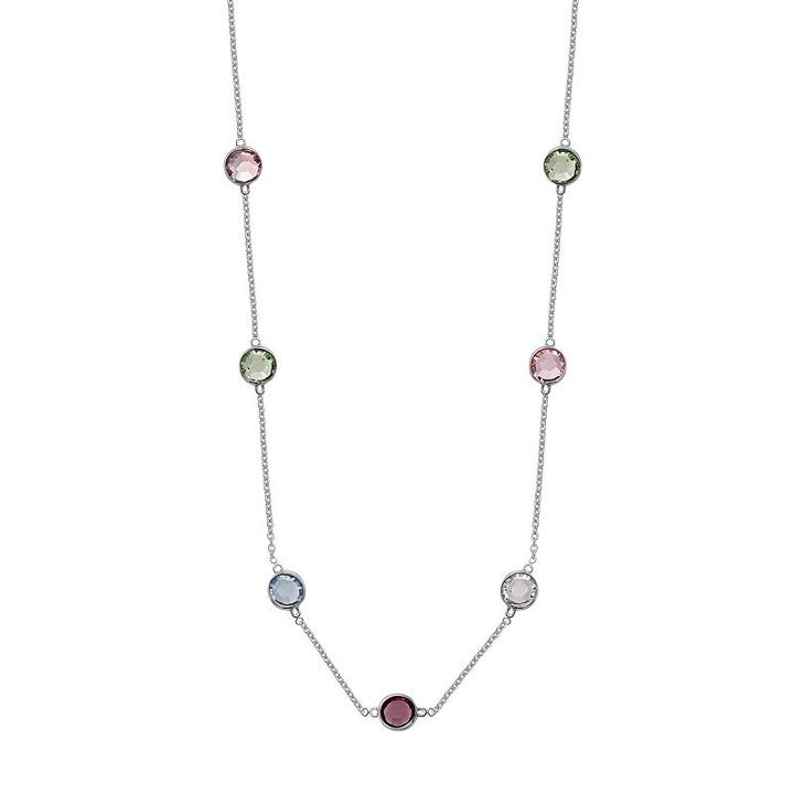 Brilliance Silver Plated Station Necklace With Swarovski Crystals, Women's, Size: 24, Multicolor
