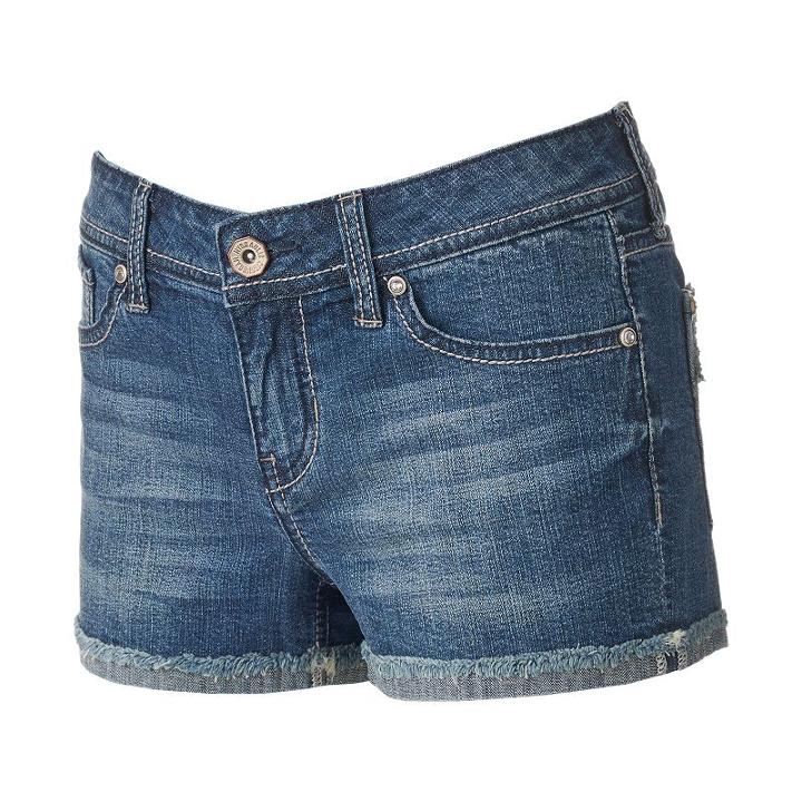 Juniors' Hydraulic Lola Frayed Curvy Shortie Shorts, Kids Unisex, Size: 9, Blue
