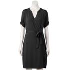 Women's Apt. 9&reg; Faux-wrap Dress, Size: Medium, Black