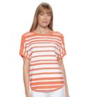 Women's Croft & Barrow&reg; Lace Up Short Sleeve Sweater, Size: Medium, Orange Oth