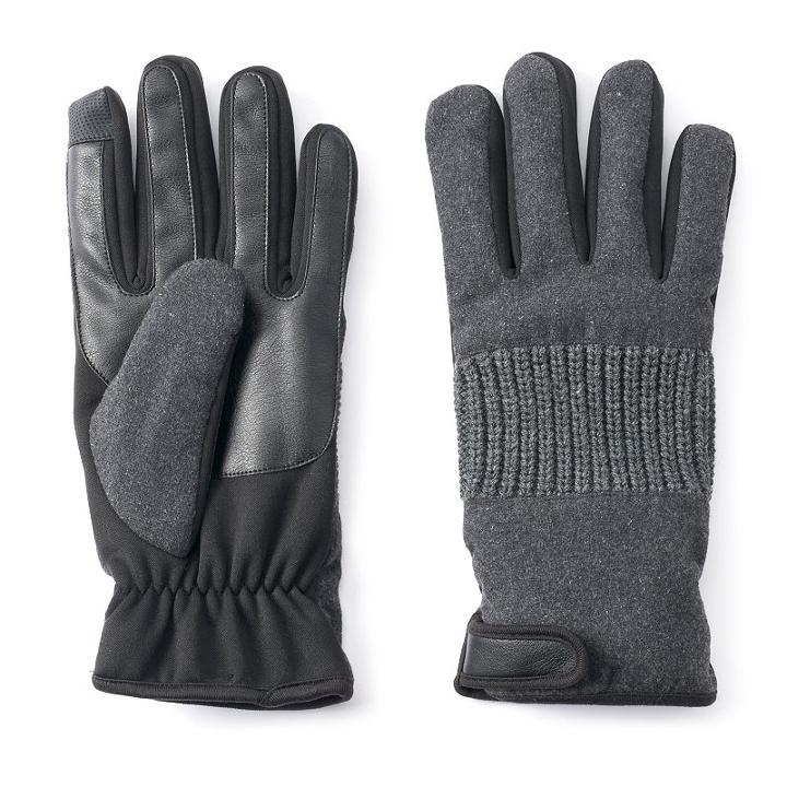 Men's Apt. 9&reg; Wool-blend Gloves, Size: Medium/large, Grey