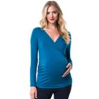 Maternity Pip & Vine By Rosie Pope Ruched Surplice Tee, Women's, Size: Xl-mat, Blue Other
