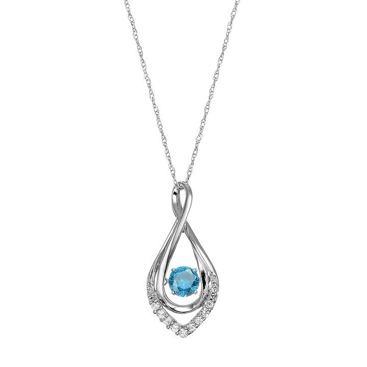 Sterling Silver Swiss Blue Topaz Infinity Pendant Necklace, Women's, Size: 18