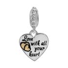 Individuality Beads Sterling Silver & 14k Gold Over Silver Love With All Your Heart  Charm, Women's, Grey