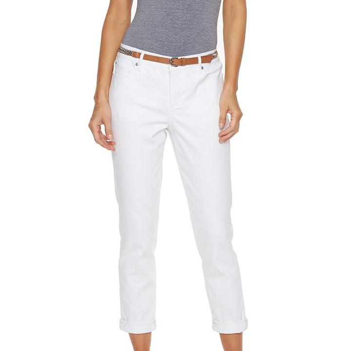 Women's Gloria Vanderbilt Stefania Slim Fit Ankle Jeans, Size: 10, White