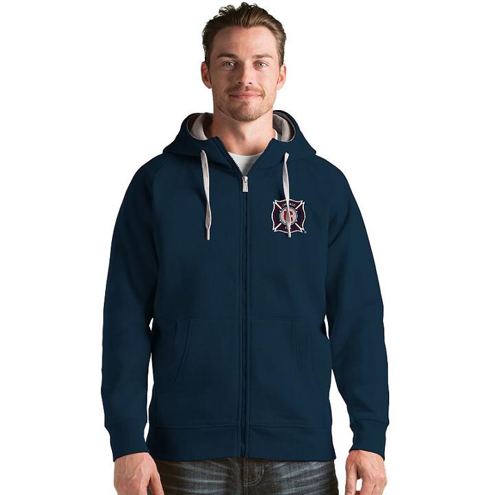 Men's Antigua Chicago Fire Victory Full-zip Hoodie, Size: 3xl, Blue (navy)
