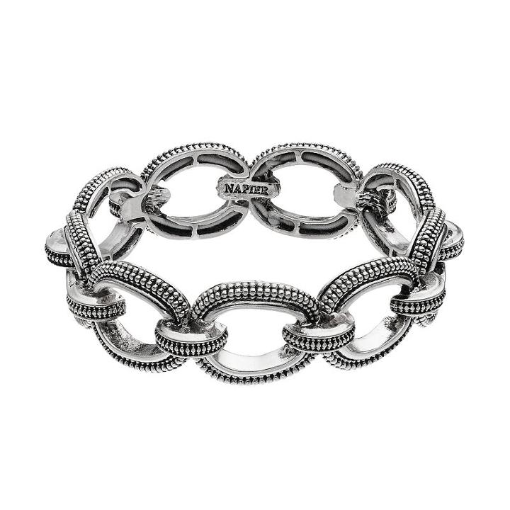 Napier Beaded Oval Stretch Bracelet, Women's, Silver