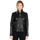Excelled, Women's Leather Scuba Jacket, Size: Medium, Black