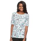 Women's Croft & Barrow&reg; Button-shoulder Tee, Size: Small, Blue (navy)