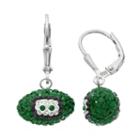 New York Jets Crystal Sterling Silver Football Drop Earrings, Women's, Multicolor