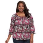 Plus Size Croft & Barrow&reg; Striped Ribbed Top, Women's, Size: 2xl, Med Purple