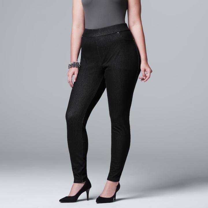 Plus Size Simply Vera Vera Wang Denim Leggings, Women's, Size: 2xl, Black
