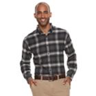 Men's Croft & Barrow&reg; Classic-fit Patterned Flannel Button-down Shirt, Size: Small, Dark Grey