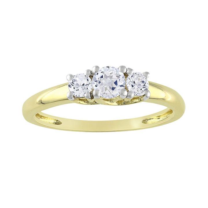 Lab-created White Sapphire Engagement Ring In 10k Gold, Women's, Size: 7