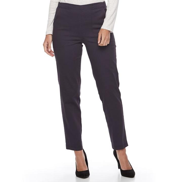 Petite Croft & Barrow&reg; Straight-leg Twill Pants, Women's, Size: 8p - Short, Blue (navy)
