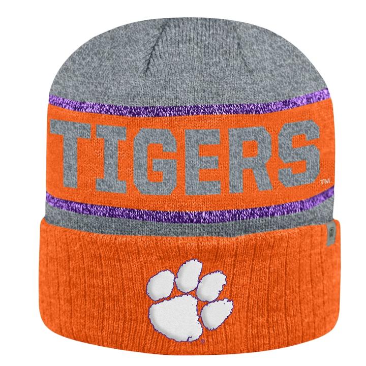 Adult Top Of The World Clemson Tigers Below Zero Ii Beanie, Adult Unisex, Med Orange