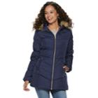 Juniors' Pink Envelope Faux-fur Puffer Jacket, Teens, Size: Large, Blue
