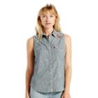 Levi's, Women's Sleeveless Button-front Denim Top, Size: Large, Blue