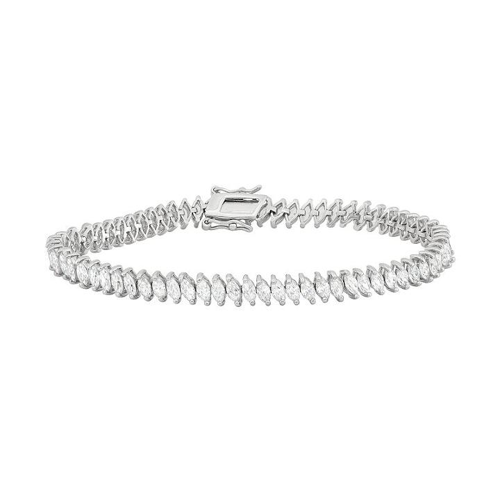 Sterling Silver Lab-created White Sapphire Marquise Tennis Bracelet, Women's, Size: 7.25