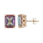 10k Gold Mystic Topaz Rectangle Stud Earrings, Women's, Blue