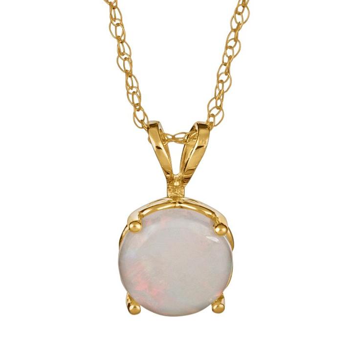 14k Gold Opal Pendant, Women's, Size: 18, White