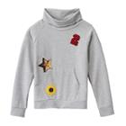 Girls 7-16 Cloud Chaser Cowlneck Applique Patch Pullover, Girl's, Size: Xl, Dark Grey