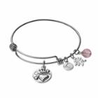 Love This Life Pink Quartz #1 Grandma Charm Bangle Bracelet, Women's, Grey