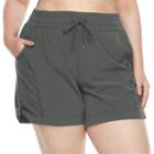 Tek Gear, Plus Size &reg; Button-tab Active Shorts, Women's, Size: 1xl, Dark Grey