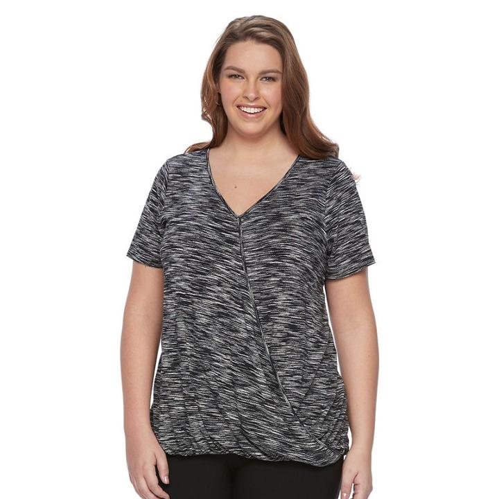 Plus Size Apt. 9&reg; Crossover V-neck Top, Women's, Size: 3xl, Black