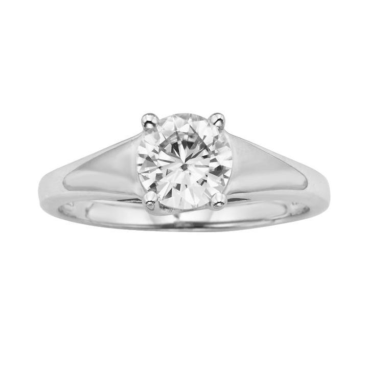 Forever Brilliant Round-cut Lab-created Moissanite Engagement Ring In 14k White Gold (1 Ct. T.w.), Women's, Size: 9