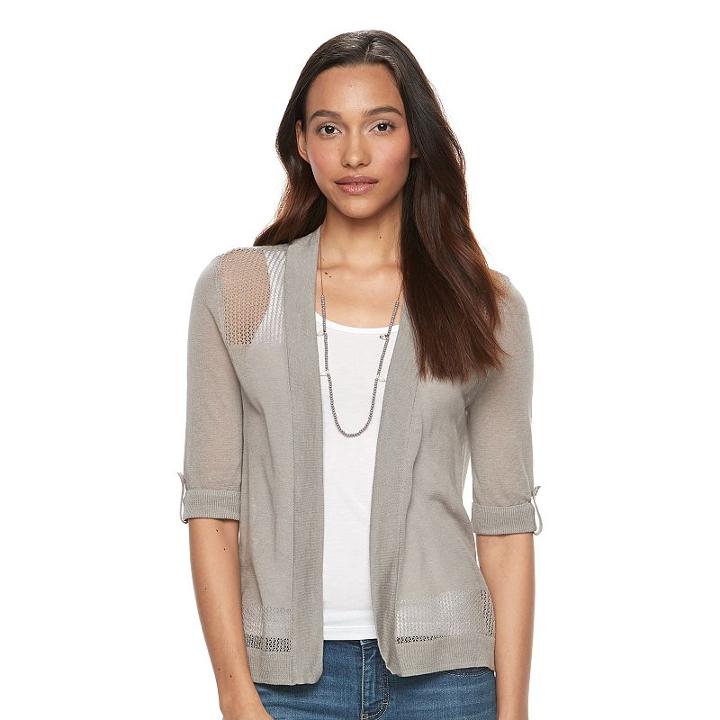 Women's Apt. 9&reg; Mesh Cardigan, Size: Small, Grey