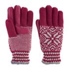 Women's Isotoner Snowflake Knit Smartouch Smartdri Tech Gloves, Pink