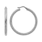 Stainless Steel Twisted Hoop Earrings, Women's, Grey