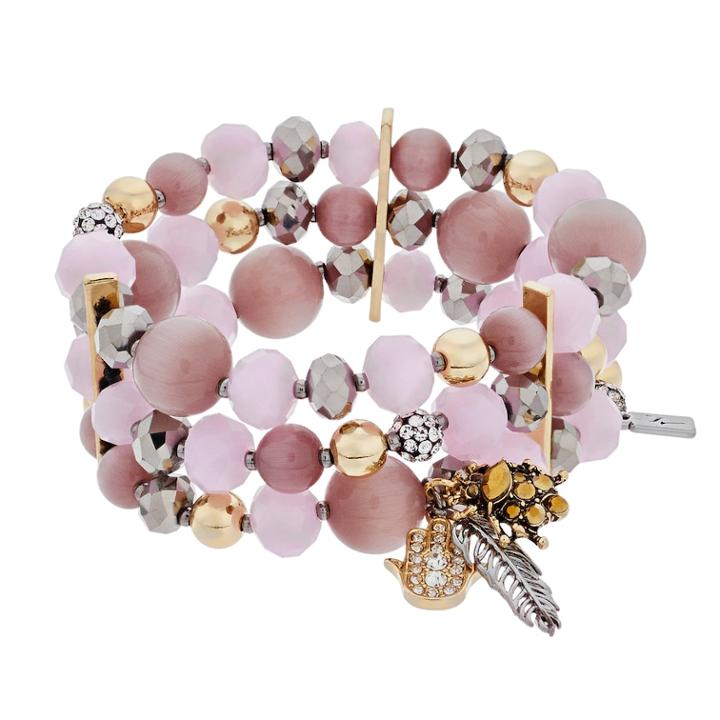 Simply Vera Vera Wang Pink Bead Multirow Stretch Bracelet, Women's