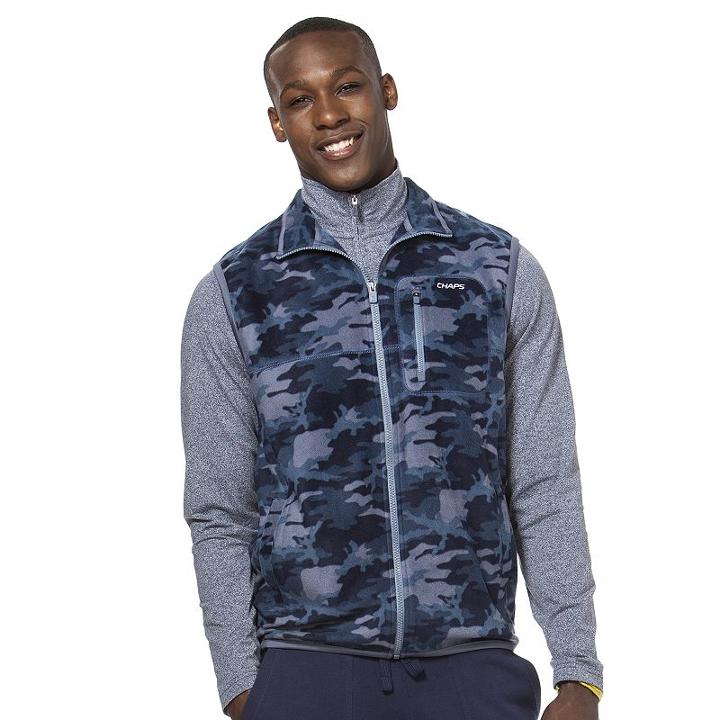 Men's Chaps Classic-fit Sport Microfleece Vest, Size: Small, Blue