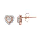 10k Rose Gold 1/5 Carat T.w. Diamond Heart Stud Earrings, Women's, White